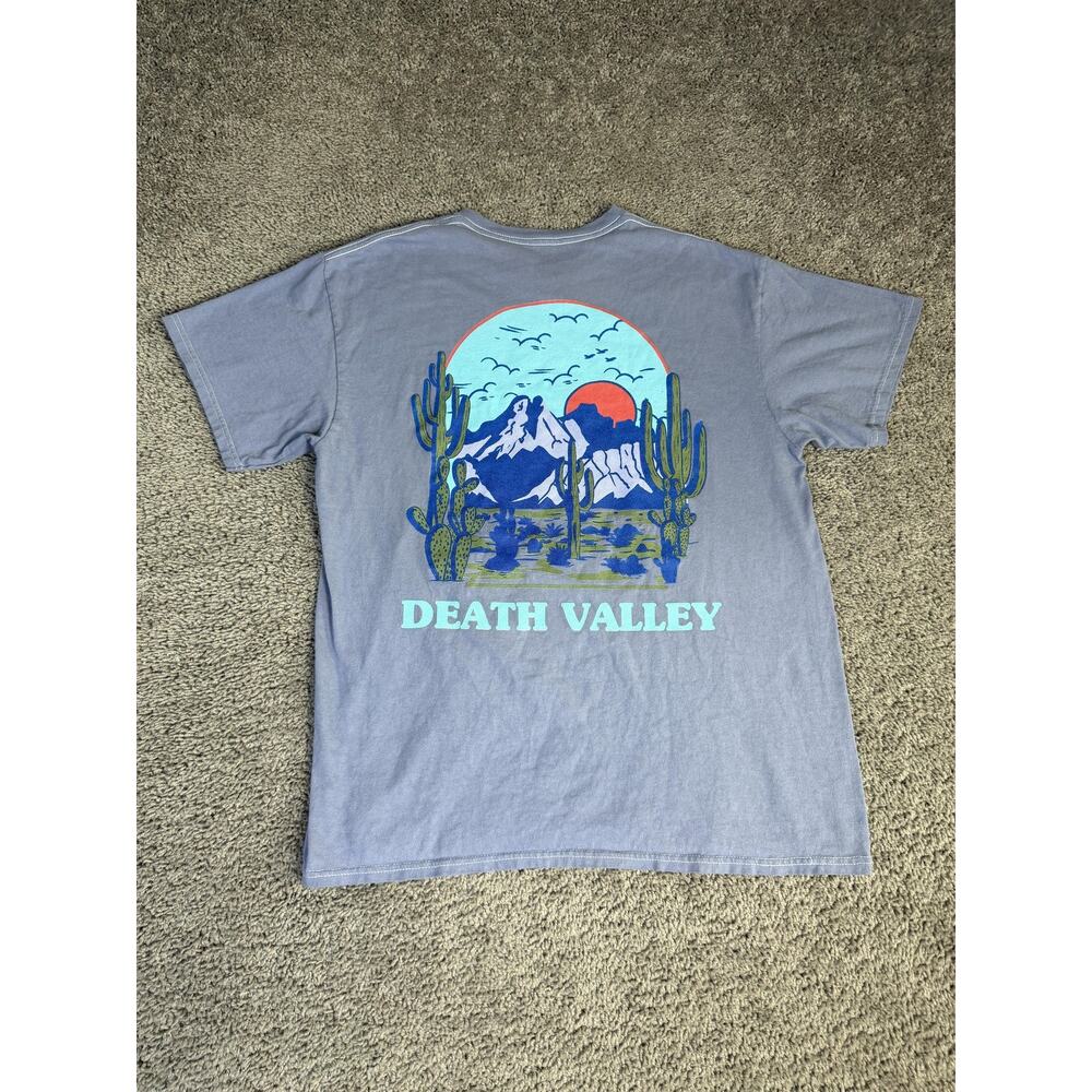 Death Valley Shirt Mens L Blue Cactus Graphic Crew Neck Call Your Mother Tagless